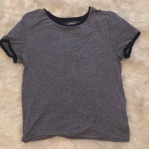 navy and white striped shirt